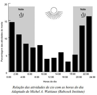 Gráfico mostrando relação das atividades de cio de acordo com as horas do dia