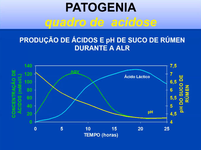 Comportamento da produção de ácidos e o pH do rúmen durante um quadro de Acidose Lática Ruminal