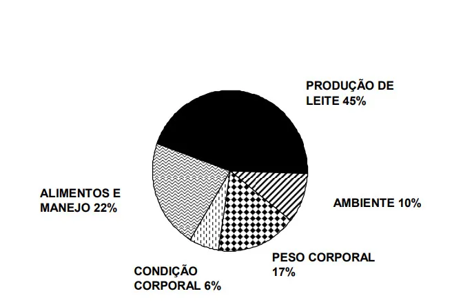 Ilustração com os fatores que afetam a ingestão de matéria seca pelas vacas