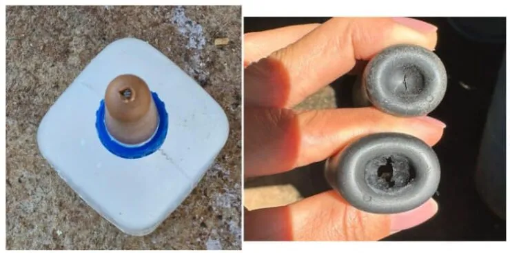 Imagens mostrando os diferentes diâmetros de bicos de mamadeiras