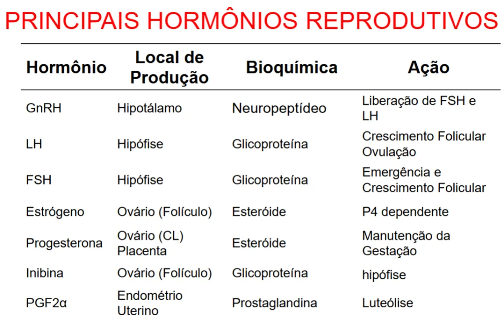 Principais hormônios reprodutivos de vacas leiteiras