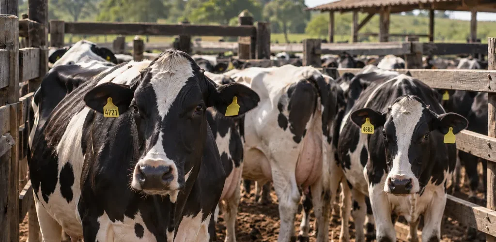Vacas leiteiras em um confinamento