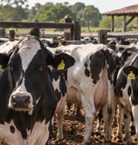 Vacas leiteiras em um confinamento